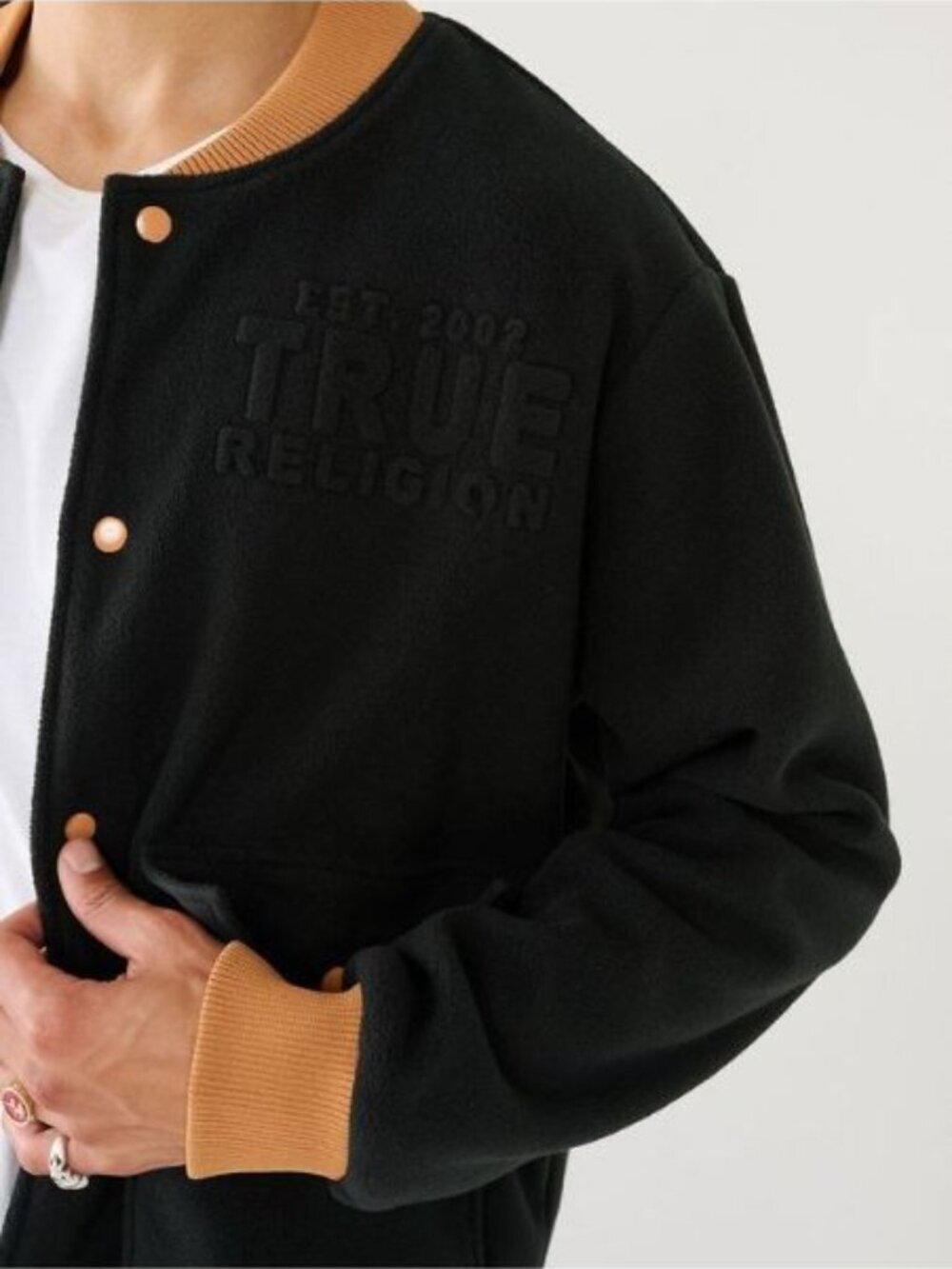 NEW True Religion Men's XXL Fleece Bomber Jacket NWT $199 - Picture 4 of 5